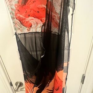 Jean Paul Gaultier Soleil Vintage Eagle Tattoo Print Mesh Bodycon Maxi Dress